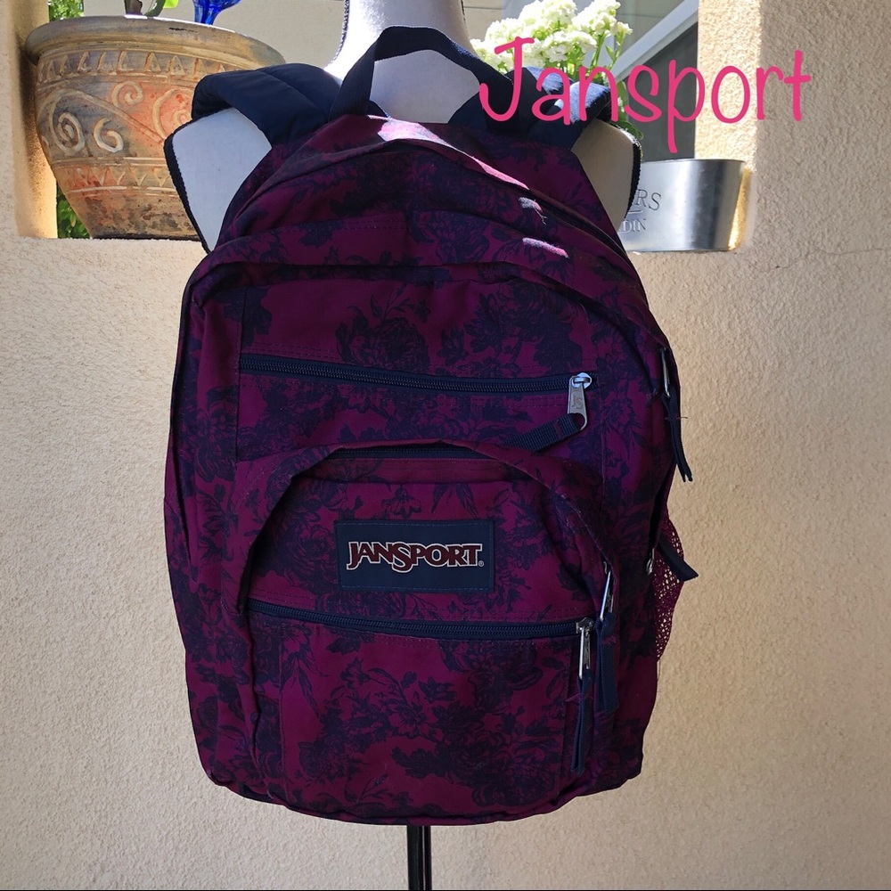 JANSPORT Rose/Floral Pattern Maroon Backpack